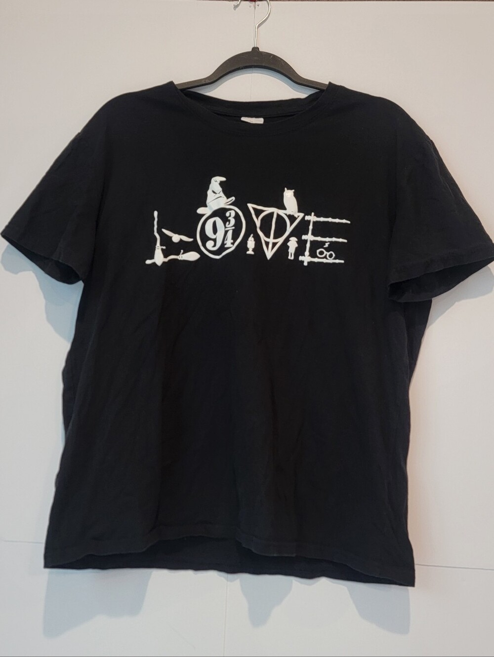 Harry Potter LOVE Symbols Black Graphic T-Shirt XL